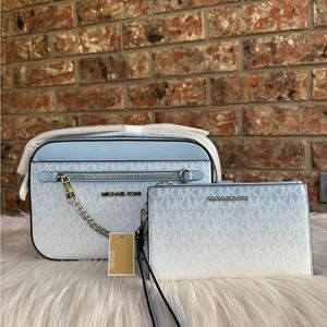 Michael Kors Light Blue crossbody and wallet